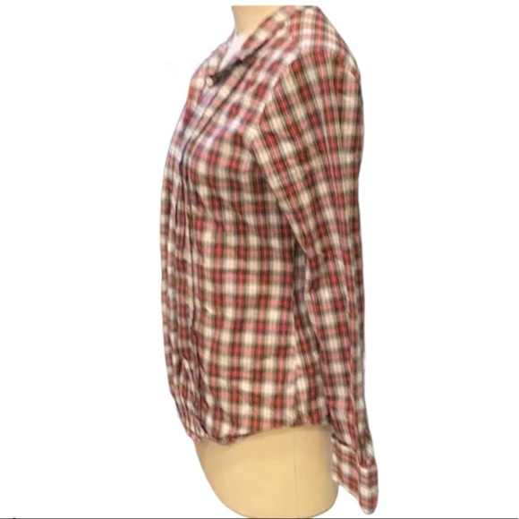 J Crew long sleeve button Plaid pleated Shirt - Picture 3 of 9